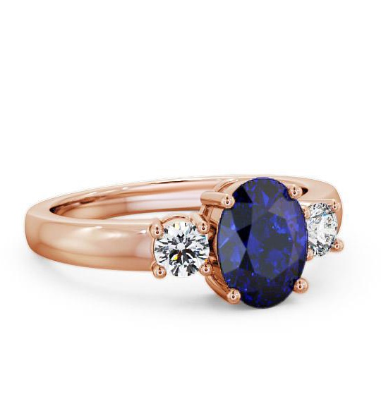 Three Stone Blue Sapphire and Diamond 1.30ct Ring 18K Rose Gold GEM24_RG_BS_THUMB1