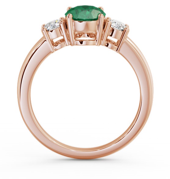 Three Stone Emerald and Diamond 1.15ct Ring 9K Rose Gold GEM24_RG_EM_THUMB1 