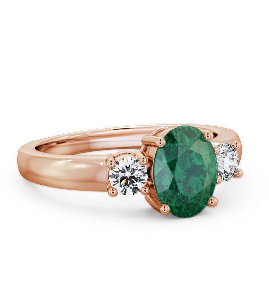 Three Stone Emerald and Diamond 1.15ct Ring 18K Rose Gold GEM24_RG_EM_THUMB1