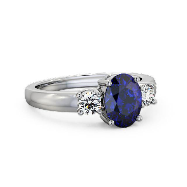 Three Stone Blue Sapphire and Diamond 1.30ct Ring 18K White Gold - Reeva GEM24_WG_BS_HAND