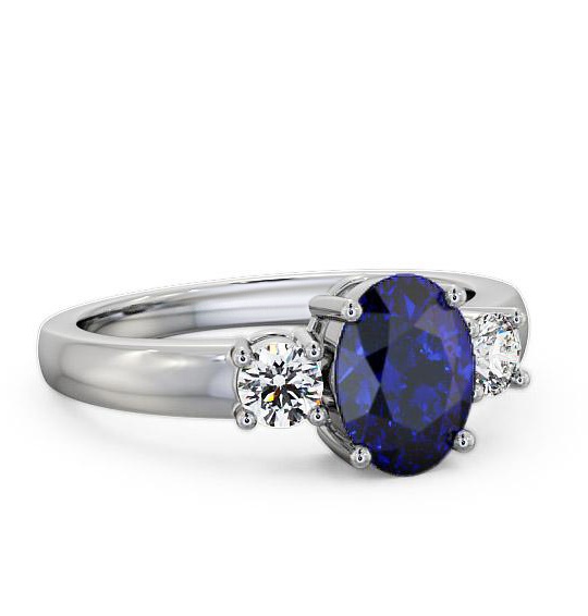 Three Stone Blue Sapphire and Diamond 1.30ct Ring 9K White Gold GEM24_WG_BS_THUMB2 