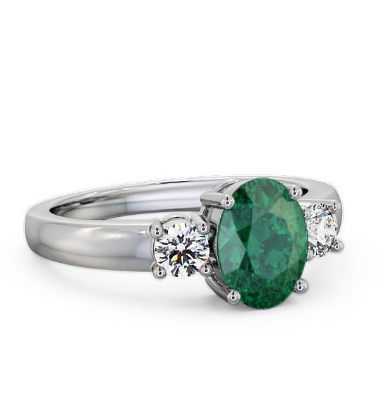 Three Stone Emerald and Diamond 1.15ct Ring Palladium GEM24_WG_EM_THUMB1