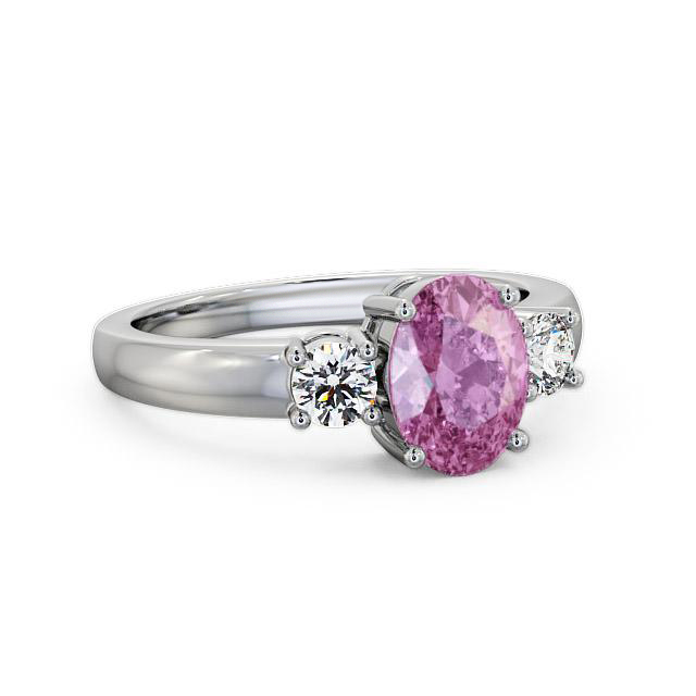 Three Stone Pink Sapphire and Diamond 1.30ct Ring 18K White Gold - Reeva GEM24_WG_PS_HAND