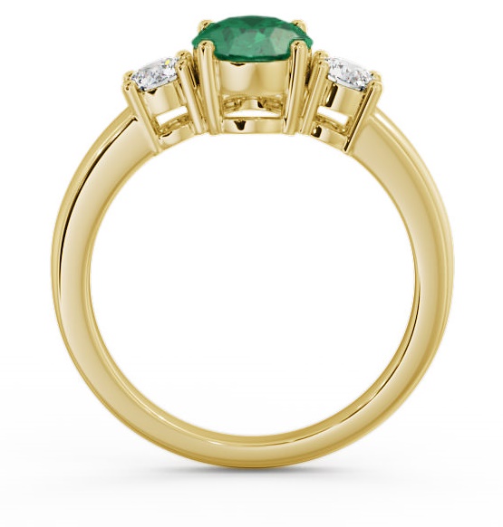 Three Stone Emerald and Diamond 1.15ct Ring 9K Yellow Gold GEM24_YG_EM_THUMB1 