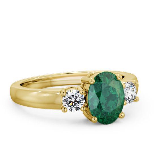 Three Stone Emerald and Diamond 1.15ct Ring 9K Yellow Gold GEM24_YG_EM_THUMB1