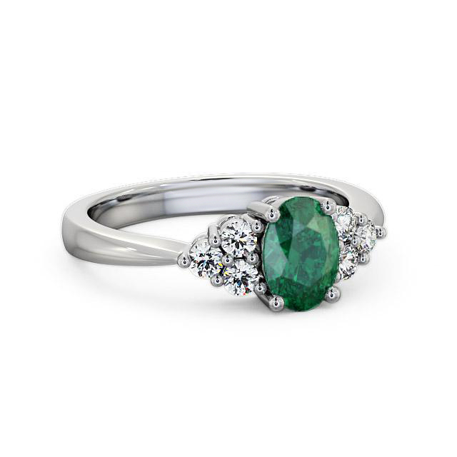 Multi Stone Emerald and Diamond 1.09ct Ring 18K White Gold - Cassidy GEM25_WG_EM_HAND