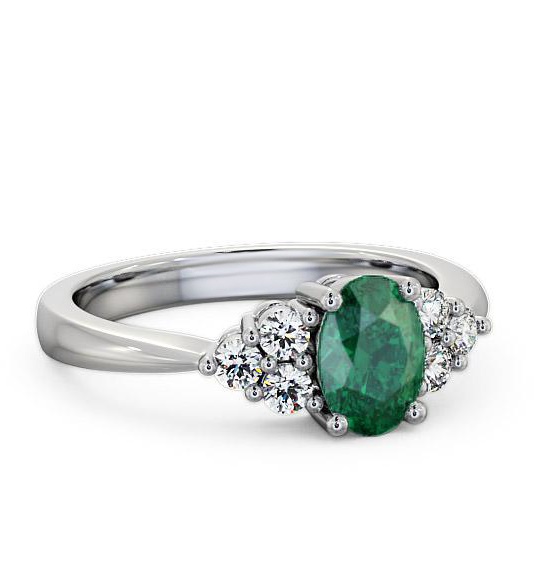 Multi Stone Emerald and Diamond 1.09ct Ring 18K White Gold GEM25_WG_EM_THUMB1