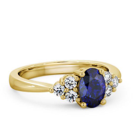 Multi Stone Blue Sapphire and Diamond 1.24ct Ring 18K Yellow Gold GEM25_YG_BS_THUMB1