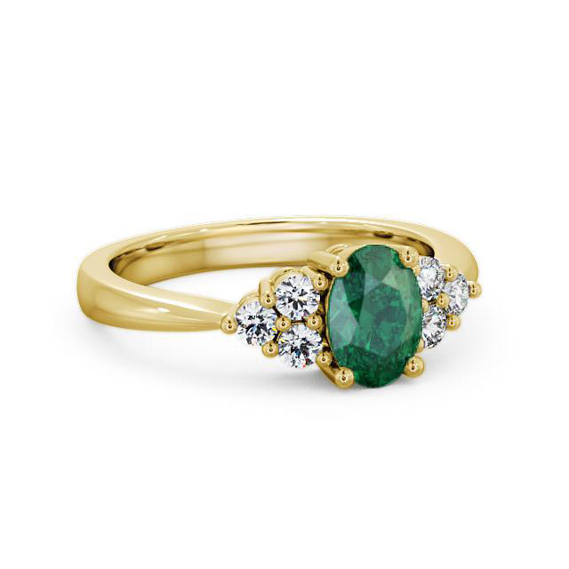 Multi Stone Emerald and Diamond 1.09ct Ring 9K Yellow Gold - Cassidy GEM25_YG_EM_HAND