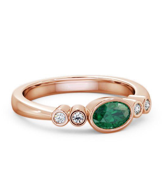 Five Stone Emerald and Diamond 0.58ct Ring 9K Rose Gold GEM26_RG_EM_THUMB1