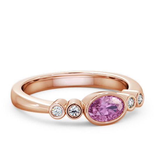 Five Stone Pink Sapphire and Diamond 0.66ct Ring 18K Rose Gold GEM26_RG_PS_THUMB1