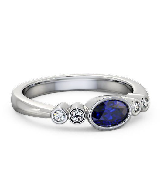 Five Stone Blue Sapphire and Diamond 0.66ct Ring 18K White Gold GEM26_WG_BS_THUMB1