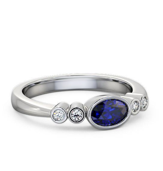 Five Stone Blue Sapphire and Diamond 0.66ct Ring 18K White Gold GEM26_WG_BS_THUMB2 