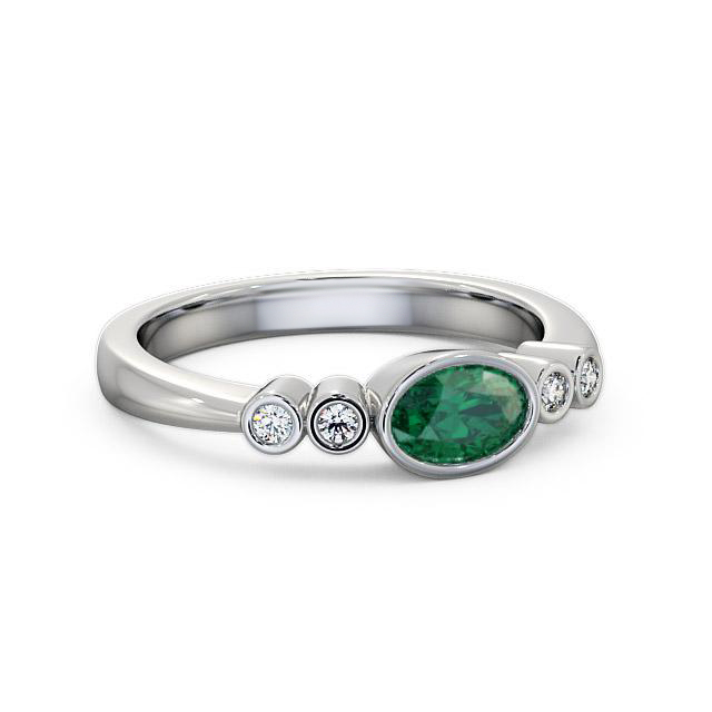 Five Stone Emerald and Diamond 0.58ct Ring 18K White Gold - Somaya GEM26_WG_EM_HAND