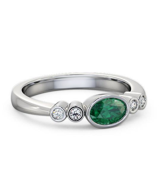 Five Stone Emerald and Diamond 0.58ct Ring 18K White Gold GEM26_WG_EM_THUMB1