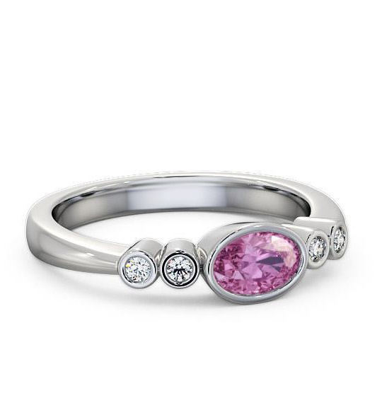 Five Stone Pink Sapphire and Diamond 0.66ct Ring 18K White Gold GEM26_WG_PS_THUMB1