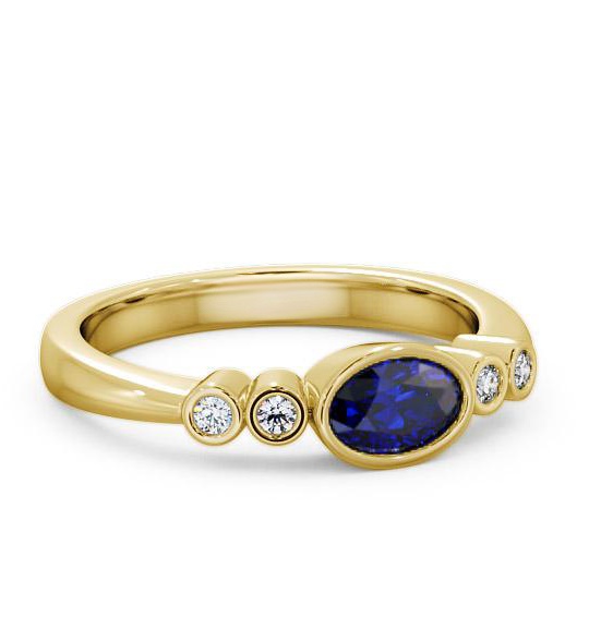 Five Stone Blue Sapphire and Diamond 0.66ct Ring 18K Yellow Gold GEM26_YG_BS_THUMB1
