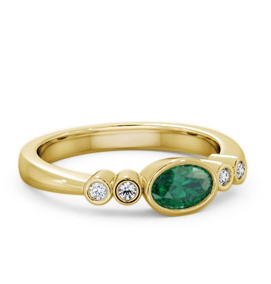 Five Stone Emerald and Diamond 0.58ct Ring 18K Yellow Gold GEM26_YG_EM_THUMB2 