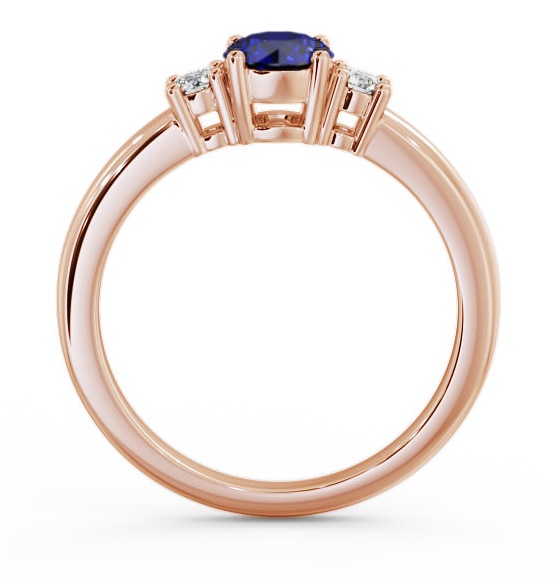 Three Stone Blue Sapphire and Diamond 0.89ct Ring 9K Rose Gold GEM27_RG_BS_THUMB1 