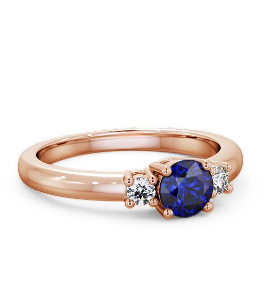 Three Stone Blue Sapphire and Diamond 0.89ct Ring 18K Rose Gold GEM27_RG_BS_THUMB1