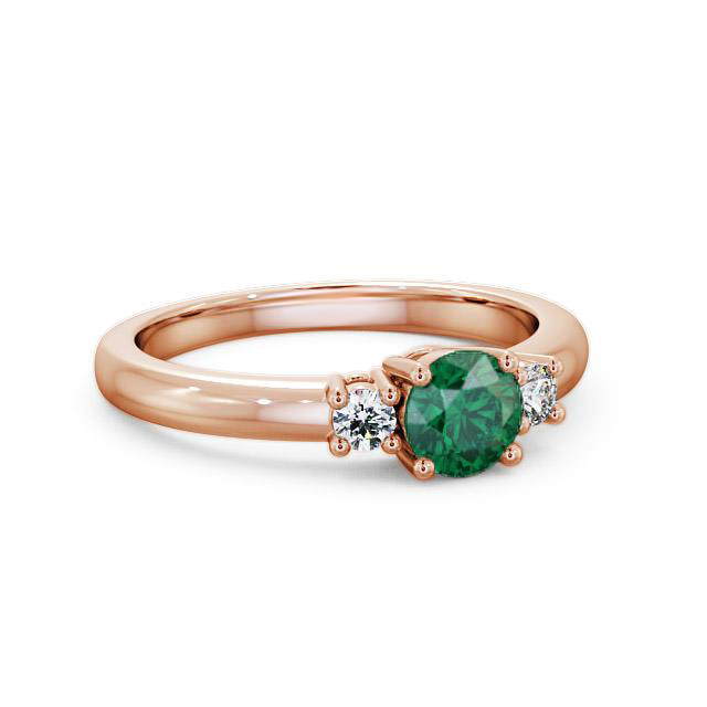 Three Stone Emerald and Diamond 0.72ct Ring 18K Rose Gold - Eviana GEM27_RG_EM_HAND