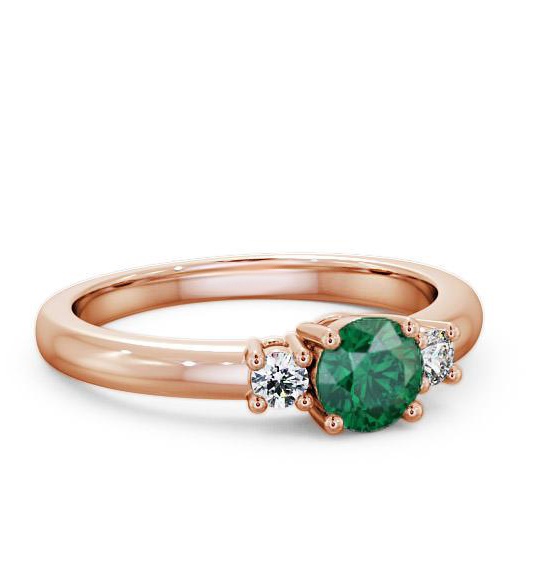 Three Stone Emerald and Diamond 0.72ct Ring 18K Rose Gold GEM27_RG_EM_THUMB1