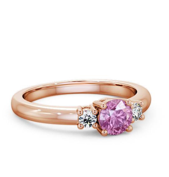 Three Stone Pink Sapphire and Diamond 0.89ct Ring 9K Rose Gold GEM27_RG_PS_THUMB1