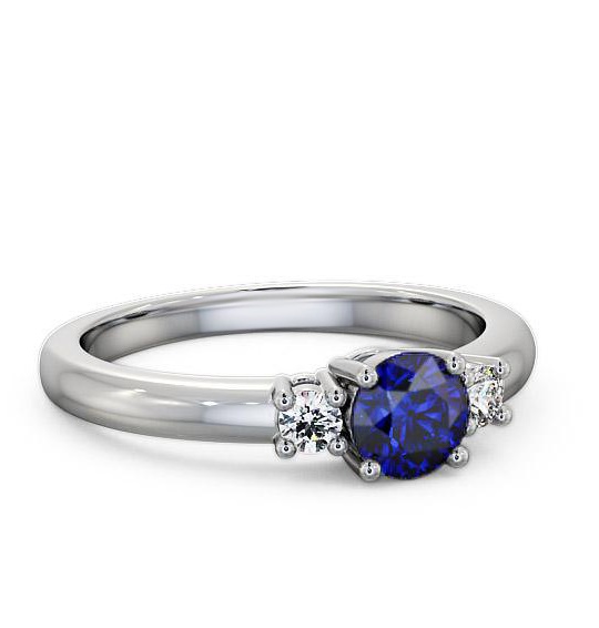 Three Stone Blue Sapphire and Diamond 0.89ct Ring 18K White Gold GEM27_WG_BS_THUMB2 