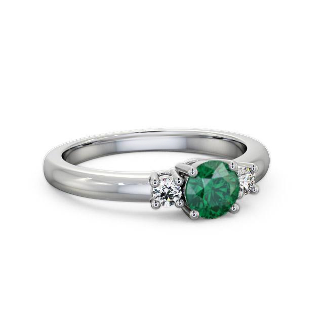 Three Stone Emerald and Diamond 0.72ct Ring 18K White Gold - Eviana GEM27_WG_EM_HAND