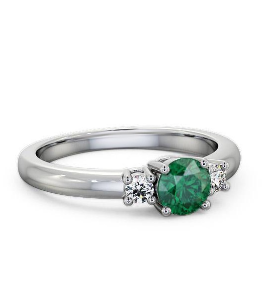 Three Stone Emerald and Diamond 0.72ct Ring 18K White Gold GEM27_WG_EM_THUMB1