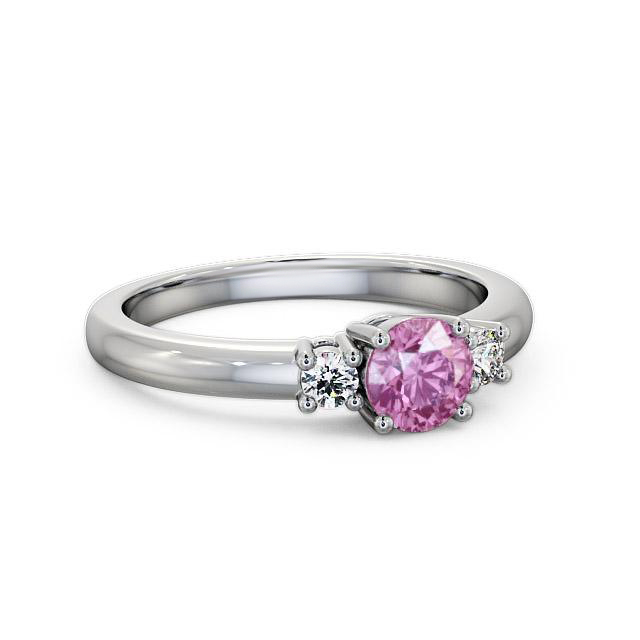 Three Stone Pink Sapphire and Diamond 0.89ct Ring 18K White Gold - Eviana GEM27_WG_PS_HAND