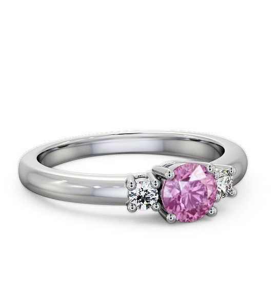 Three Stone Pink Sapphire and Diamond 0.89ct Ring 18K White Gold GEM27_WG_PS_THUMB2 
