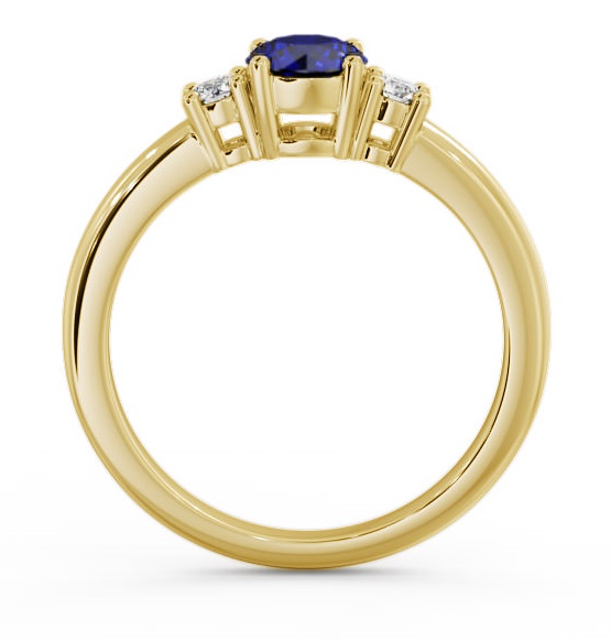 Three Stone Blue Sapphire and Diamond 0.89ct Ring 9K Yellow Gold GEM27_YG_BS_THUMB1 
