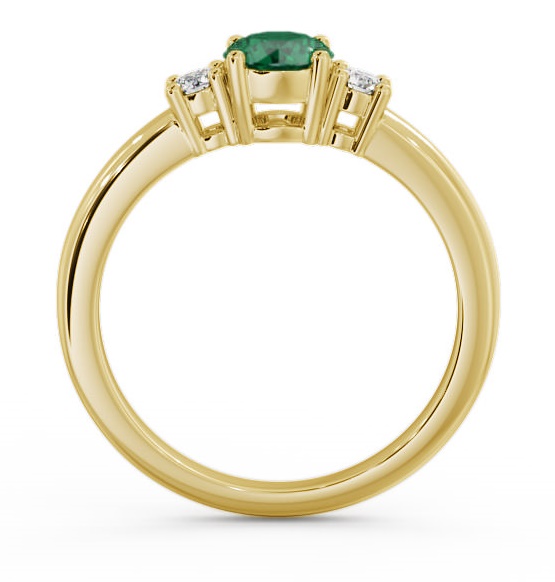 Three Stone Emerald and Diamond 0.72ct Ring 9K Yellow Gold GEM27_YG_EM_THUMB1 