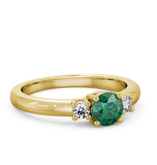 Three Stone Emerald and Diamond 0.72ct Ring 9K Yellow Gold GEM27_YG_EM_THUMB1