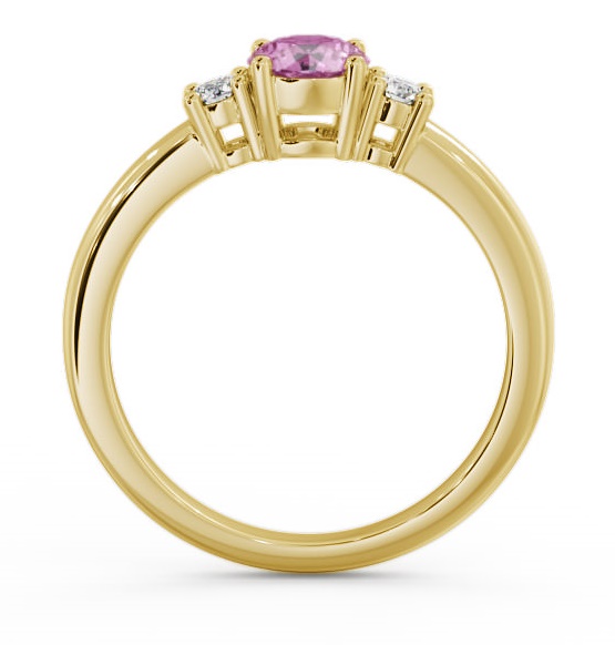 Three Stone Pink Sapphire and Diamond 0.89ct Ring 9K Yellow Gold GEM27_YG_PS_THUMB1 