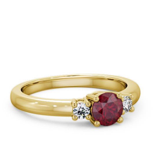 Three Stone Ruby and Diamond 0.89ct Ring 18K Yellow Gold GEM27_YG_RU_THUMB2 