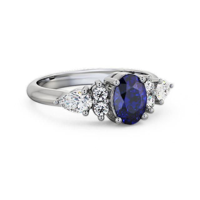 Blue Sapphire and Diamond 1.42ct Ring 18K White Gold - Fleur GEM2_WG_BS_HAND