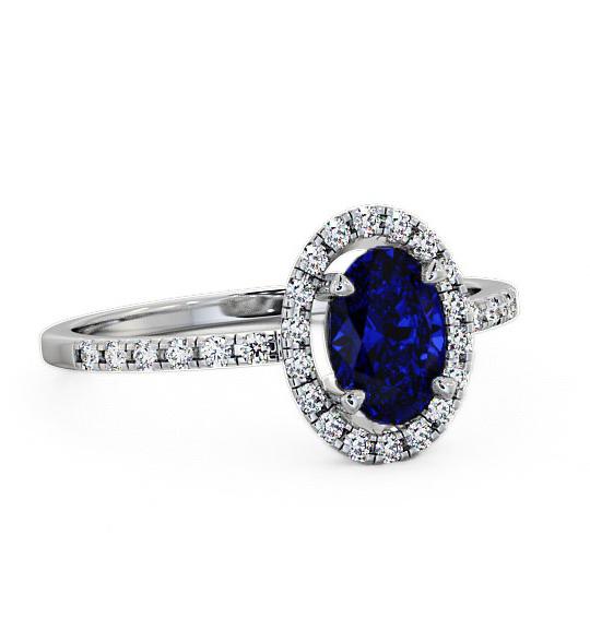 Halo Blue Sapphire and Diamond 1.18ct Ring 9K White Gold GEM5_WG_BS_THUMB1