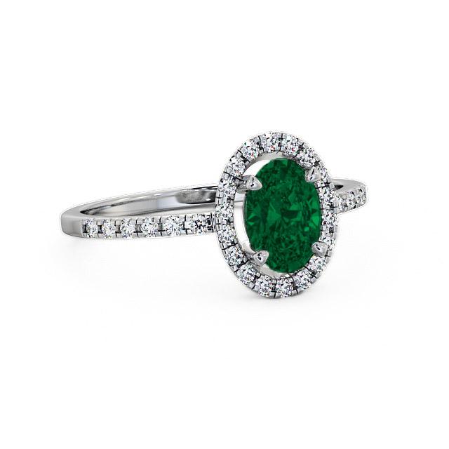 Halo Emerald and Diamond 1.03ct Ring 18K White Gold - Rayonna GEM5_WG_EM_HAND