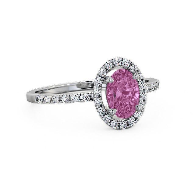 Halo Pink Sapphire and Diamond 1.18ct Ring 18K White Gold - Rayonna GEM5_WG_PS_HAND