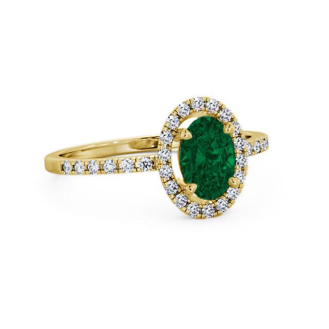 Halo Emerald and Diamond 1.03ct Ring 9K Yellow Gold - Rayonna GEM5_YG_EM_HAND