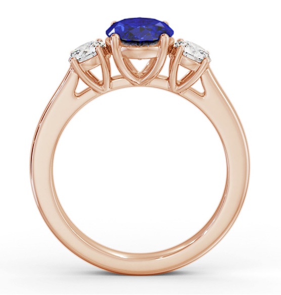 Three Stone Blue Sapphire and Diamond 1.95ct Ring 18K Rose Gold GEM61_RG_BS_THUMB1 