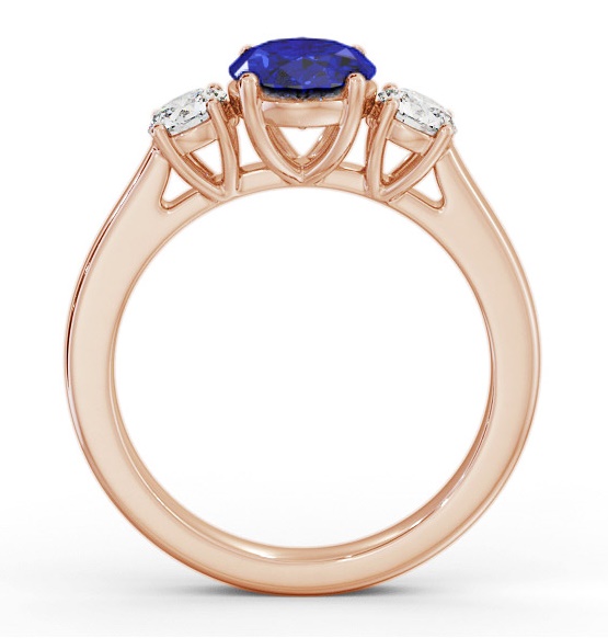 Three Stone Blue Sapphire and Diamond 1.95ct Ring 18K Rose Gold GEM61_RG_BS_THUMB1 