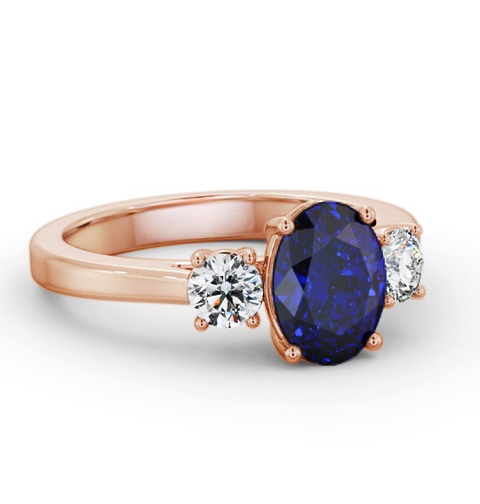 Three Stone Blue Sapphire and Diamond 1.95ct Ring 18K Rose Gold GEM61_RG_BS_THUMB1