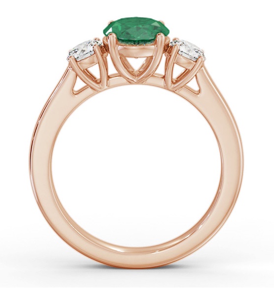 Three Stone Emerald and Diamond 1.65ct Ring 18K Rose Gold GEM61_RG_EM_THUMB1 
