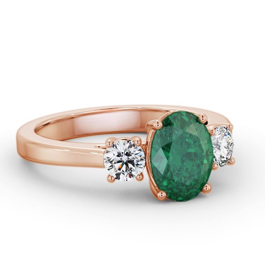 Three Stone Emerald and Diamond 1.65ct Ring 9K Rose Gold GEM61_RG_EM_THUMB1