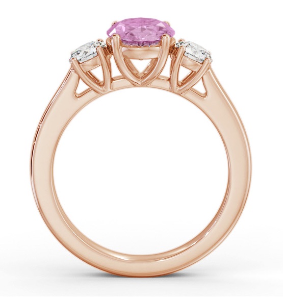 Three Stone Pink Sapphire and Diamond 1.95ct Ring 9K Rose Gold GEM61_RG_PS_THUMB1 