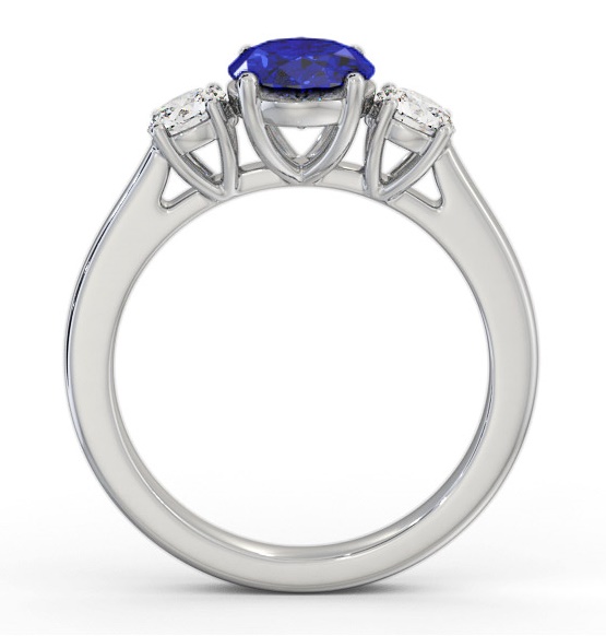Three Stone Blue Sapphire and Diamond 1.95ct Ring 18K White Gold GEM61_WG_BS_THUMB1 