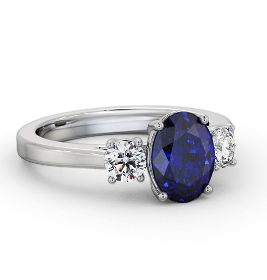 Three Stone Blue Sapphire and Diamond 1.95ct Ring Palladium GEM61_WG_BS_THUMB2 